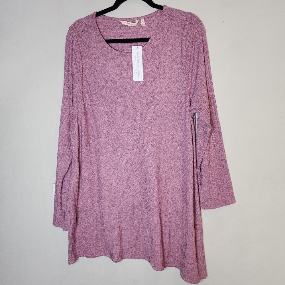 NWT Soft Surroundings Lightweight Knit Purple Sweater Asymmetrical Hem 1X